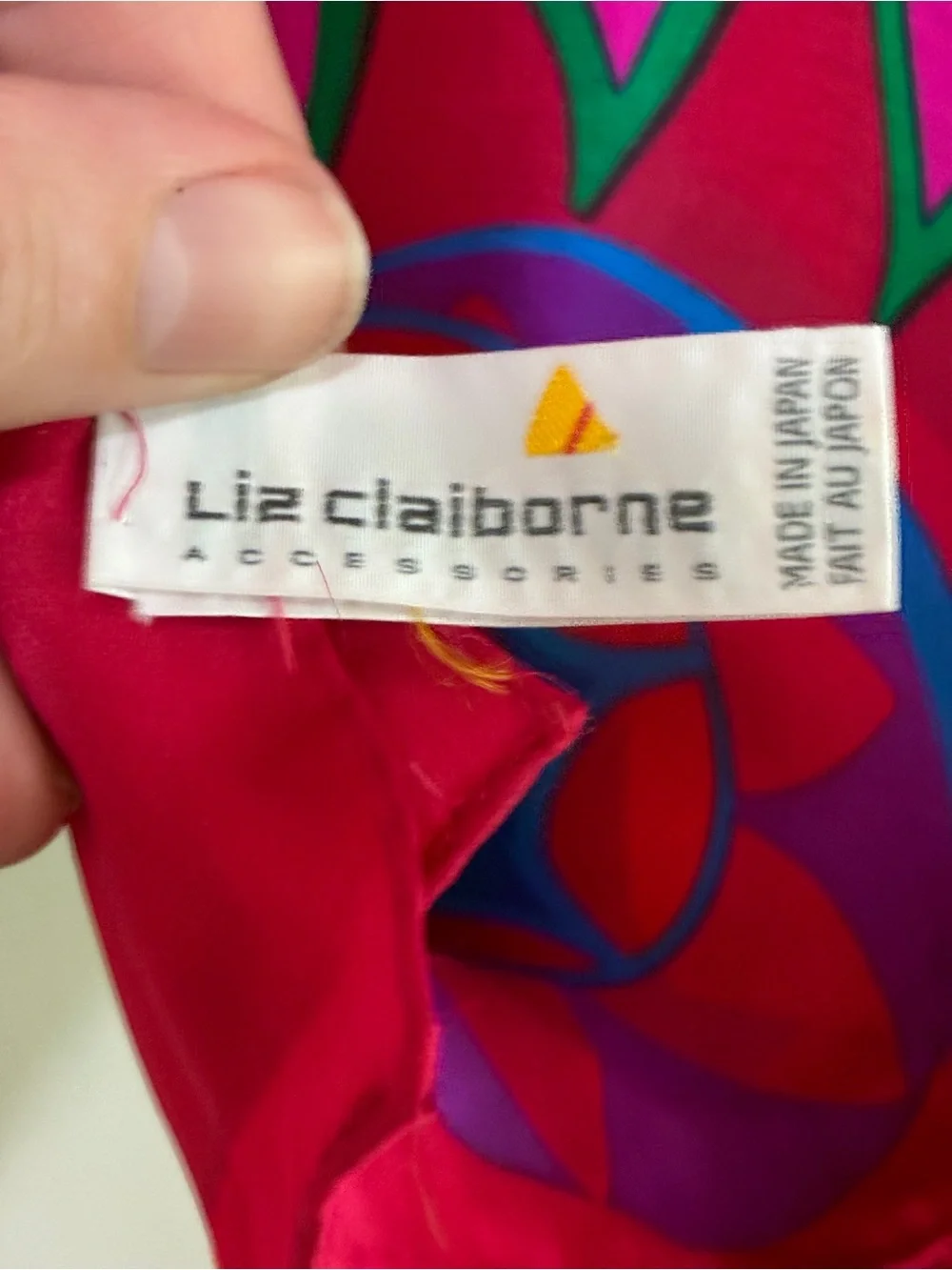 Liz Claiborne Red and Purple Abstract Silk Scarf